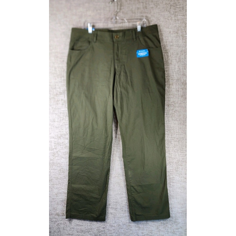 Columbia Lightweight Stretch Cotton Pants Mens 38x32 Green Regular Fit NWT